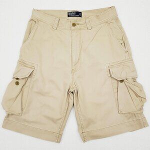 POLO RALPH LAUREN 67 Mens Size W31 Khaki Cargo Chino Shorts Classic Fit Vintage